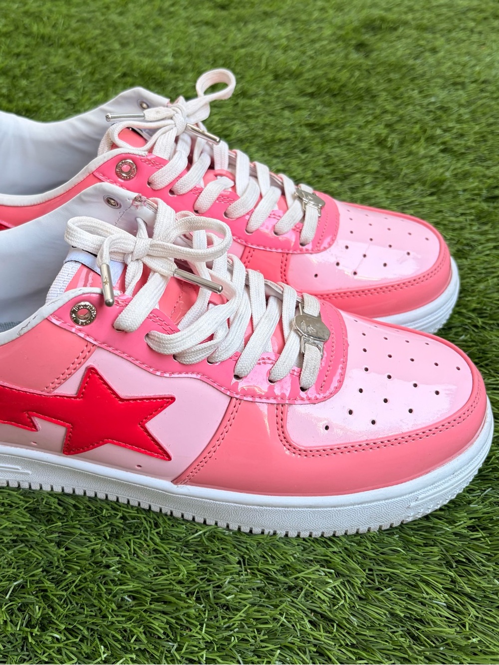 Pink bape Patent Star Accent Sneakers size 11 amazing quality men’s women unisex